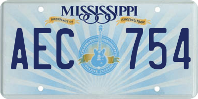 MS license plate AEC754