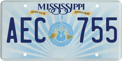MS license plate AEC755
