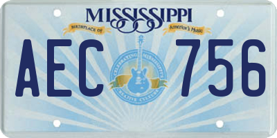 MS license plate AEC756