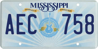 MS license plate AEC758
