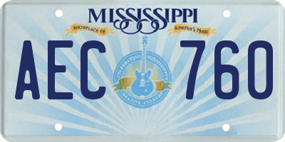 MS license plate AEC760