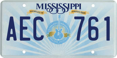MS license plate AEC761