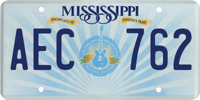 MS license plate AEC762