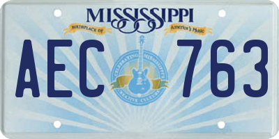 MS license plate AEC763