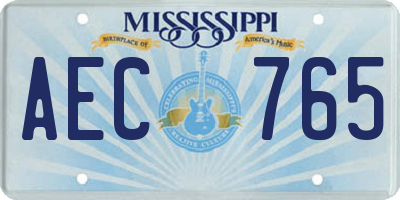 MS license plate AEC765