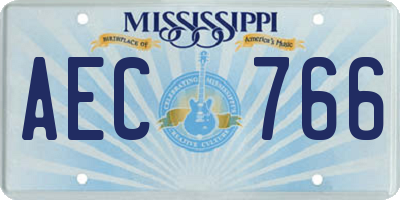 MS license plate AEC766