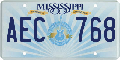 MS license plate AEC768