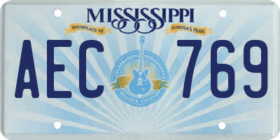 MS license plate AEC769
