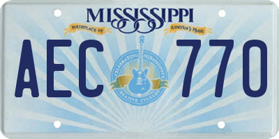 MS license plate AEC770
