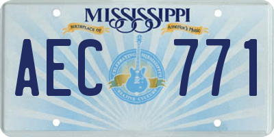 MS license plate AEC771
