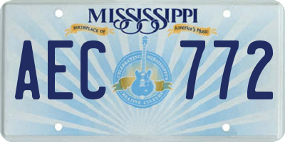 MS license plate AEC772