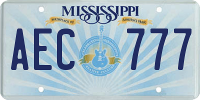 MS license plate AEC777