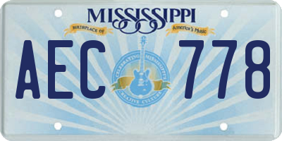 MS license plate AEC778