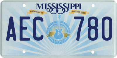 MS license plate AEC780