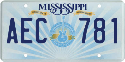 MS license plate AEC781