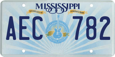 MS license plate AEC782