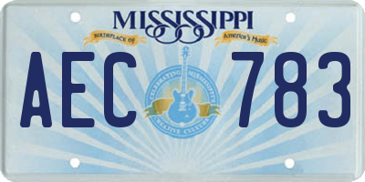 MS license plate AEC783