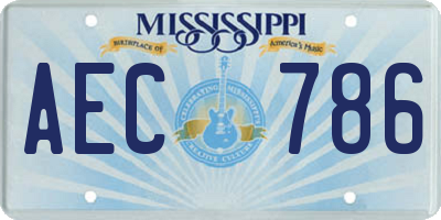 MS license plate AEC786