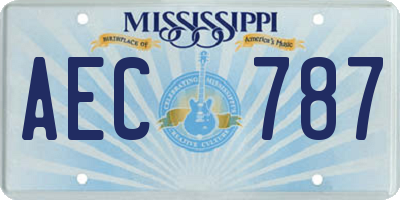 MS license plate AEC787