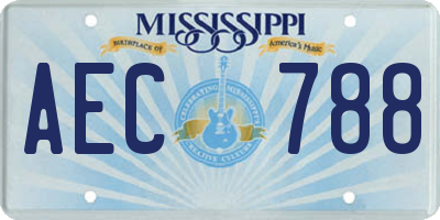 MS license plate AEC788