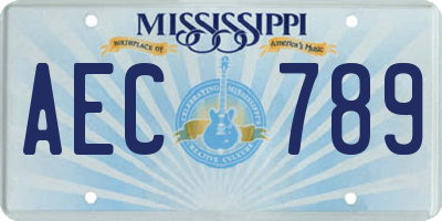 MS license plate AEC789
