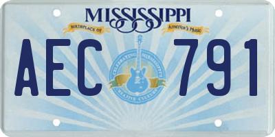 MS license plate AEC791