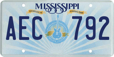 MS license plate AEC792