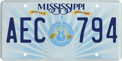 MS license plate AEC794