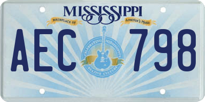 MS license plate AEC798