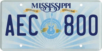 MS license plate AEC800
