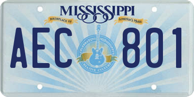 MS license plate AEC801