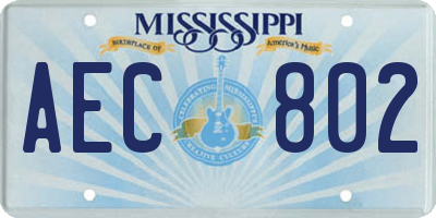 MS license plate AEC802
