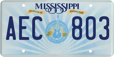 MS license plate AEC803