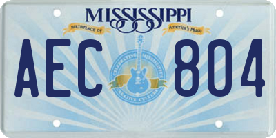 MS license plate AEC804