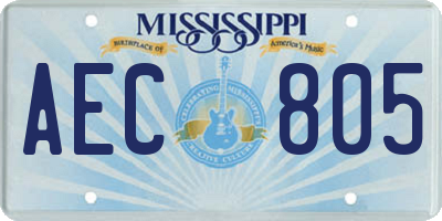 MS license plate AEC805