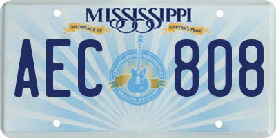 MS license plate AEC808