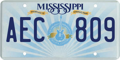 MS license plate AEC809