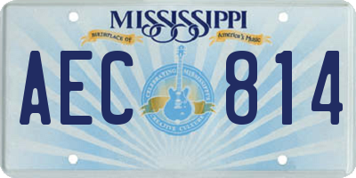 MS license plate AEC814