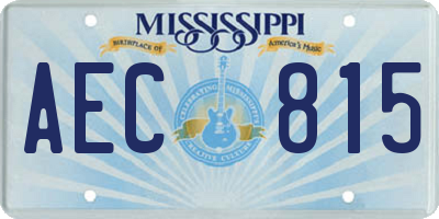 MS license plate AEC815