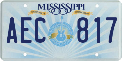 MS license plate AEC817