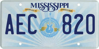 MS license plate AEC820