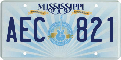 MS license plate AEC821