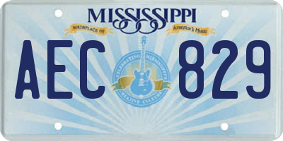 MS license plate AEC829