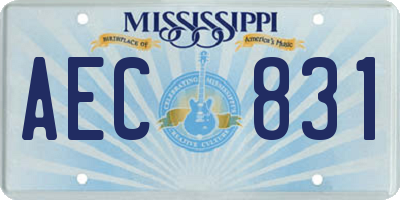 MS license plate AEC831