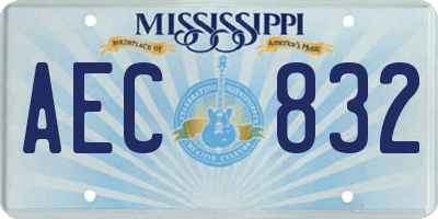 MS license plate AEC832
