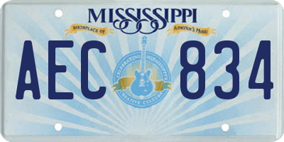 MS license plate AEC834
