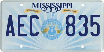 MS license plate AEC835