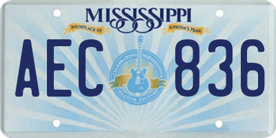 MS license plate AEC836