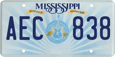 MS license plate AEC838