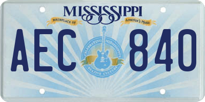 MS license plate AEC840